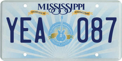 MS license plate YEA087