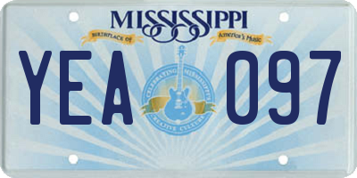MS license plate YEA097