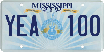 MS license plate YEA100