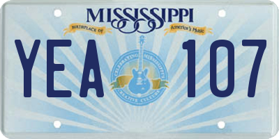 MS license plate YEA107