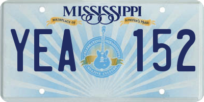 MS license plate YEA152