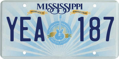 MS license plate YEA187