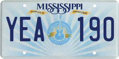 MS license plate YEA190