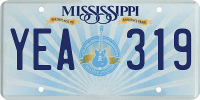 MS license plate YEA319