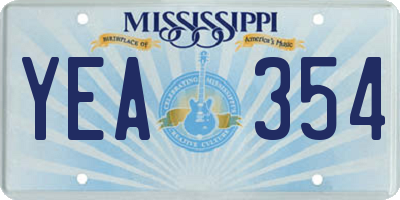 MS license plate YEA354