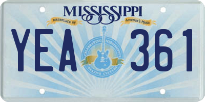 MS license plate YEA361
