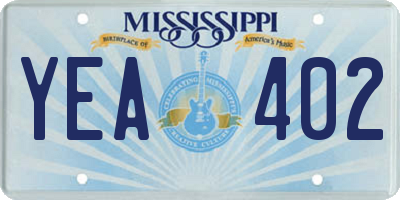 MS license plate YEA402