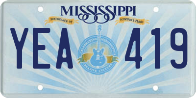 MS license plate YEA419