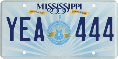 MS license plate YEA444