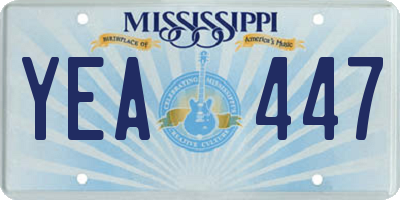 MS license plate YEA447
