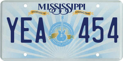 MS license plate YEA454
