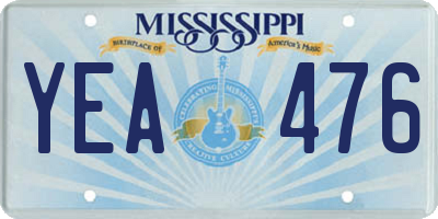 MS license plate YEA476
