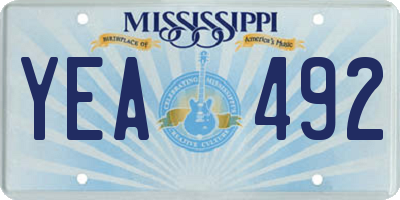 MS license plate YEA492