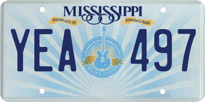 MS license plate YEA497