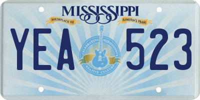 MS license plate YEA523