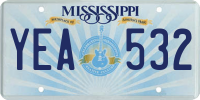 MS license plate YEA532