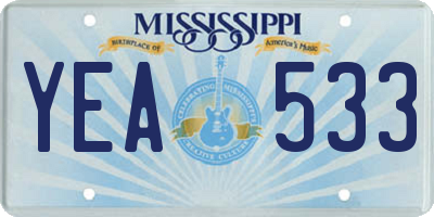 MS license plate YEA533
