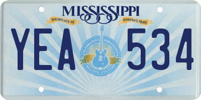 MS license plate YEA534