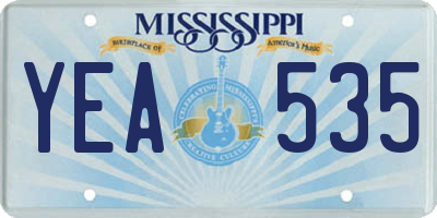 MS license plate YEA535