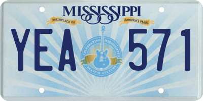 MS license plate YEA571