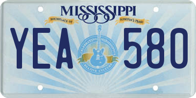 MS license plate YEA580