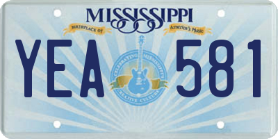 MS license plate YEA581