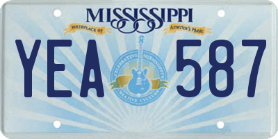MS license plate YEA587