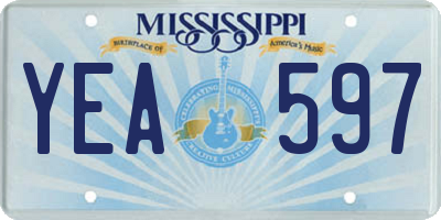 MS license plate YEA597