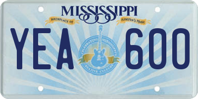 MS license plate YEA600