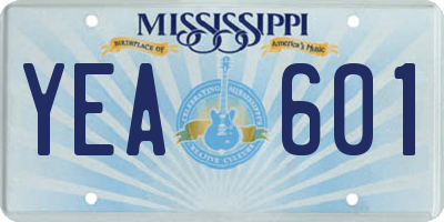 MS license plate YEA601