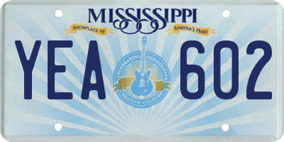 MS license plate YEA602