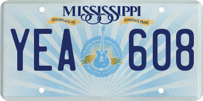MS license plate YEA608