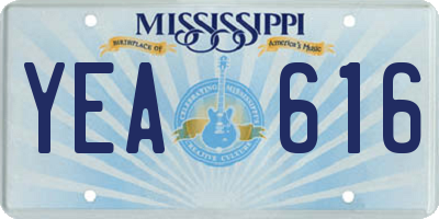 MS license plate YEA616