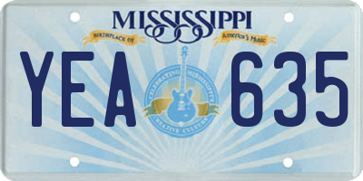 MS license plate YEA635