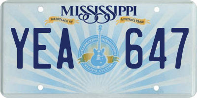 MS license plate YEA647