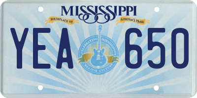 MS license plate YEA650