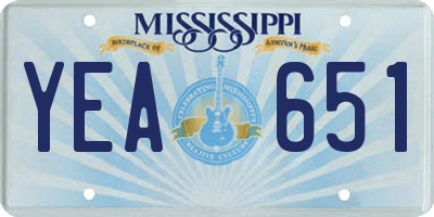 MS license plate YEA651