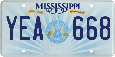 MS license plate YEA668