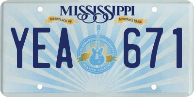MS license plate YEA671