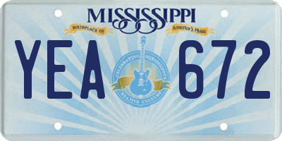 MS license plate YEA672