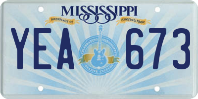 MS license plate YEA673