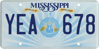 MS license plate YEA678