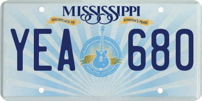 MS license plate YEA680