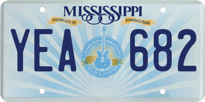 MS license plate YEA682