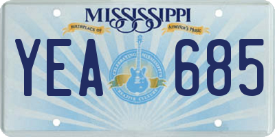 MS license plate YEA685