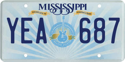 MS license plate YEA687