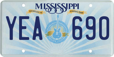 MS license plate YEA690