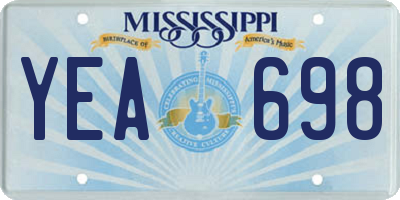 MS license plate YEA698