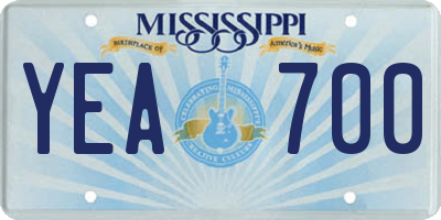 MS license plate YEA700