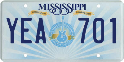 MS license plate YEA701